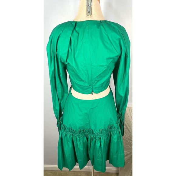 A.L.C. Alexia Cutout Cotton Poplin Tiered Viridian Green Mini Dress Size 6 - Picture 10 of 12